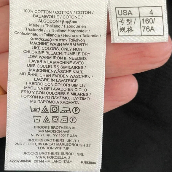 Brooks Brothers Slvless Frill Neck Button Down Cotton Fitted Blouse Black Sz 4 - Picture 7 of 8